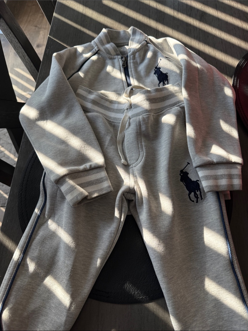 Ralph Lauren Grey Sweatshirt and Joggers Set with Navy Pony
